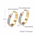 Wholesale Fashion Stainless Steel Crystal Big Gold Hoop Earrings